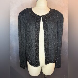 Vintage Sténay 100% Silk Beaded Jacket/Cardigan